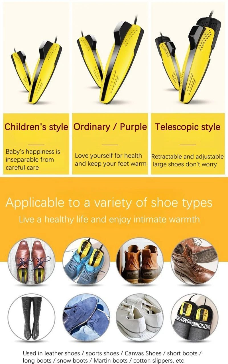 Shoe Dryers UV Sterilization Dehumidify Timer-controlled Shoe Rack Heater Deodorizer Scalable Quick Drying Shoe Dryer 2026