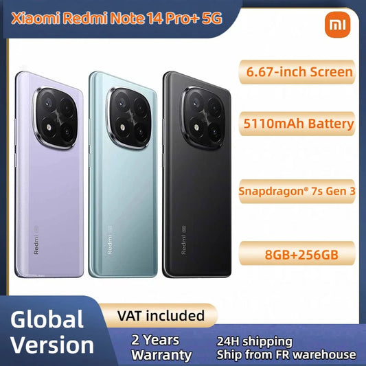 NEW Global Version Xiaomi Redmi Note 14 Pro Plus 5G Smartphone Snapdragon® 7s Gen 3 NFC 6.67” AMOLED 120Hz 5110mAh 120W Fast Charging 200MP