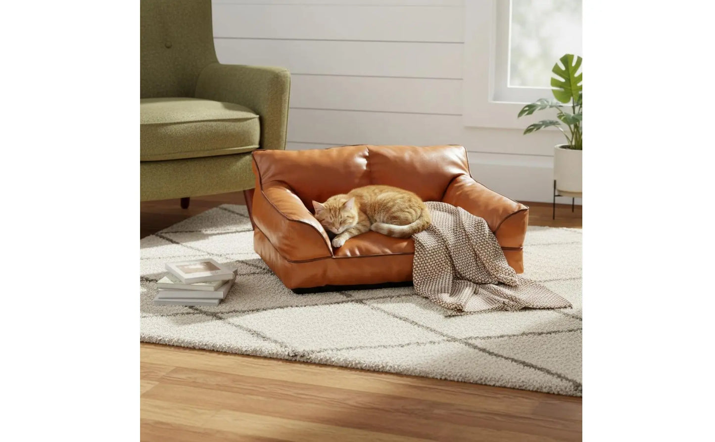 Leather Pet Sofa Bed Non-Stick Hair Cat Sofa for Felines