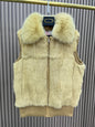 Women's Genuine Real Rabbit Fur Vest Coat Knitting Winter Fox Fur Collar Fur Jacket Casual Short Outwear Slim with Zipper