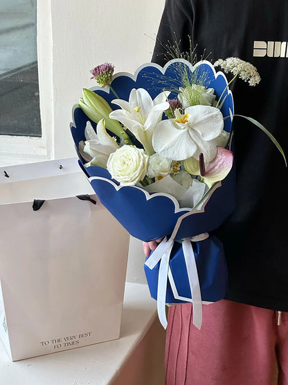 Valentine'S Day Aesthetics Wave Border Flower Wrapping Paper Art Dopamine Butterfly Bouquet Korean Wrapping Paper For Flowers