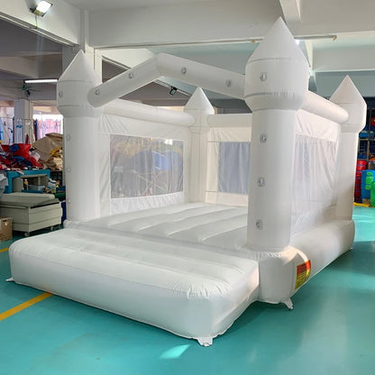 White Wedding Inflatable Bounce House With Slide Bouncy Castle  Jumping Party Game Trampoline With UL Blower Outdoor