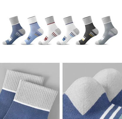 5 Pairs Socks MEN'S Mid-calf Spring and Autumn Sports Sweat Anti-odor MEN'S Socks Thin Sports Socks
