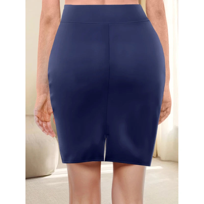 Women's Skirt Workplace Style High Elasticity Package Hip Skirt Casual Commuter Ladies Milk Silk Solid Color Half Bodycon Skirt