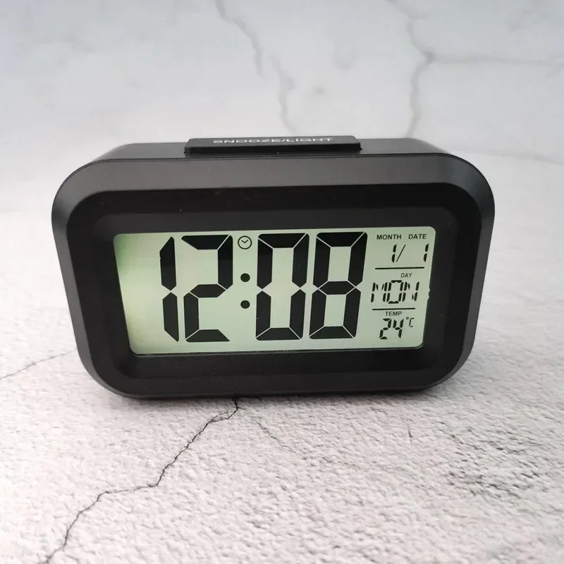 Led Digital Alarm Clock with Light Sensor, Luminous Display, Snooze, Mute, Calendar, Backlight, Always-On Desktop Table Clock