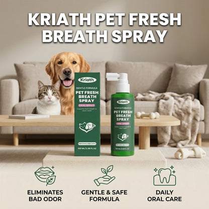 Kriath Pet Fresh Breath Oral Spray Removing Plaque Buildup Eliminate Bad Odor Relieve Oral Discomfort Pet Teeth & Gum Care Mist