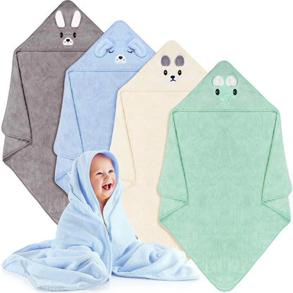 1 Cute Cartoon Animal-Shaped Multifunctional Large Towel for Infants and Toddlers, Made of Soft Coral Fleece Fabric, Polyester Material, Quick-Drying and Water-Absorbent Design, Can Be Used as a Bath Towel, Blanket, or Bathro