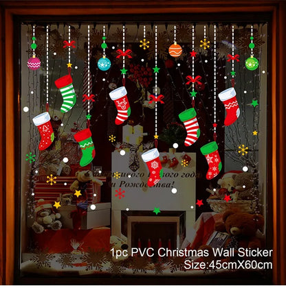 Christmas Window Stickers Christmas Wall Sticker Kids Room Wall Decals Merry Christmas Decorations For Home New Year Stickers