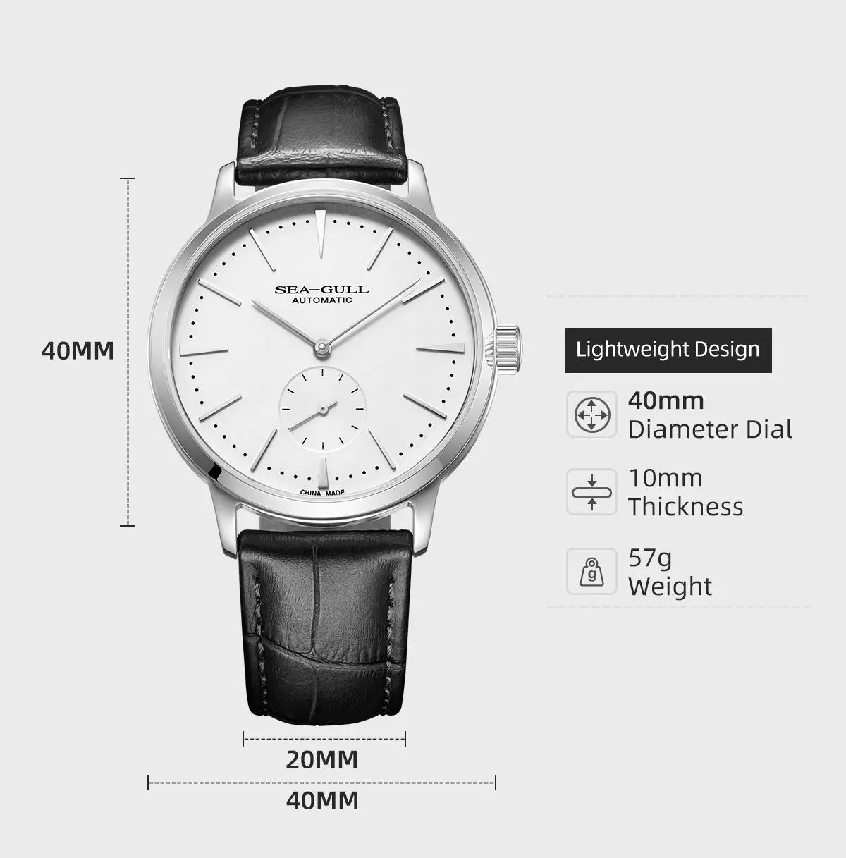 Seagull New Business Watch Men's Mechanical Wristwatches 50m Waterproof Leather Valentine Male Watches Relogio Masculino 6075