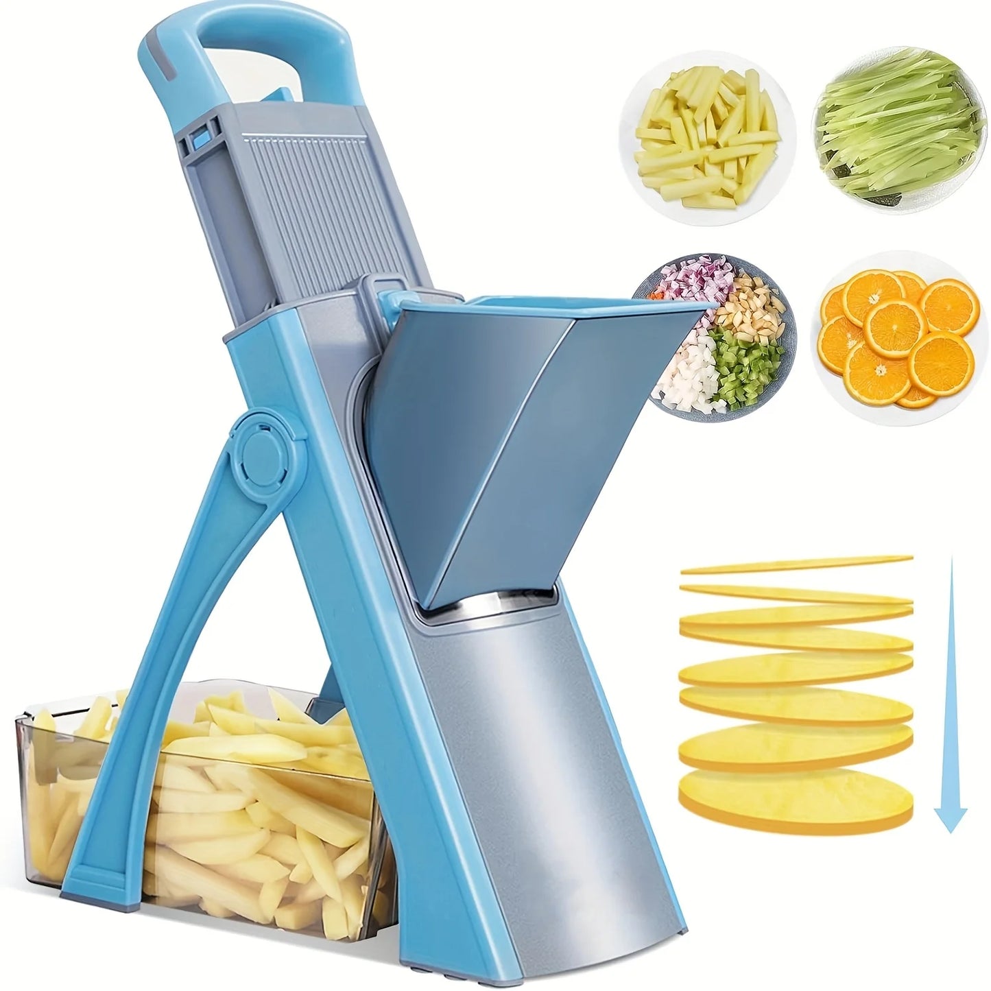 Adjustable Vegetable & Fruit Slicer Chopper, Multifunctional Kitchen Accessories with 4 Cutting Modes, Dicer & Julienne Cutter, Efficient Food Chopping Tool, Practical Kitchen Gadget for Home Daily Cooking Prep