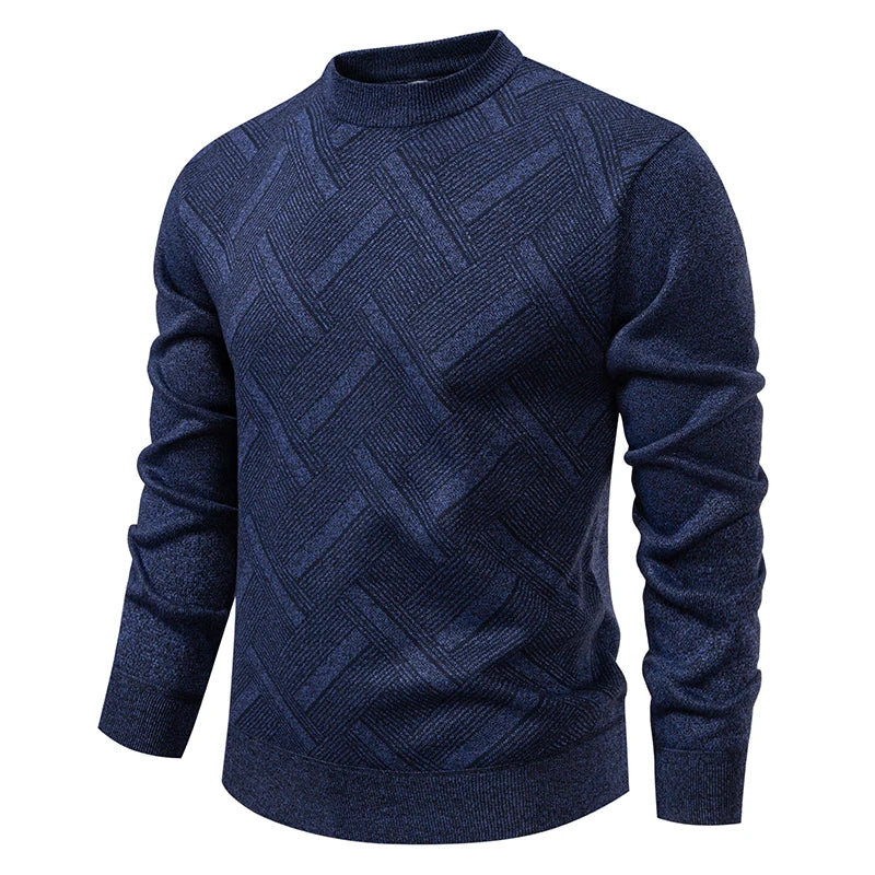 New Sweater Men Casual Knitted Pullover Solid Color Warm Regular Fit Round Neck Sweater Pullovers Mens Sweatwear