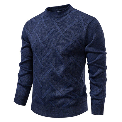 New Sweater Men Casual Knitted Pullover Solid Color Warm Regular Fit Round Neck Sweater Pullovers Mens Sweatwear