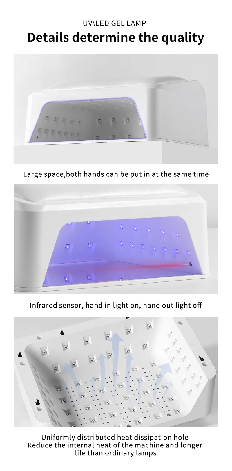 72W Slope Pillow Nail Lamp 66 Beads UV LED Lamp Mirror Base Design Cure All Gels Nail Lamp for Manicure with Free Hand Pillow