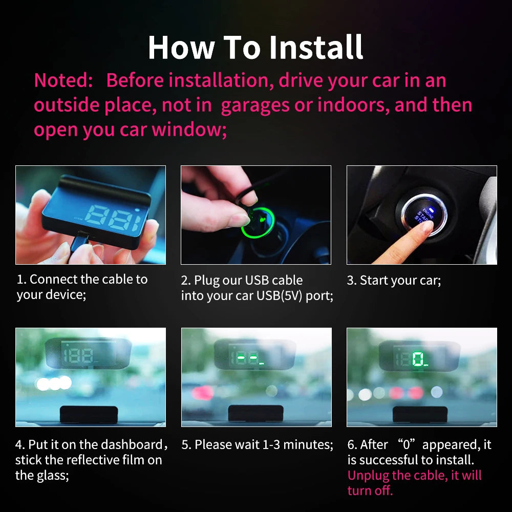 KWHUD HUD Head-up Display Car GPS Digital Speedometer Universal Speed Windshield Projector Plug&Play Auto Electronic Devices
