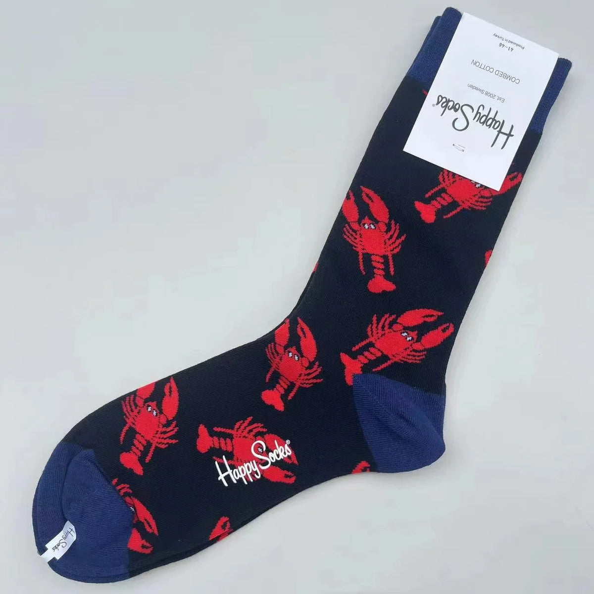 Happy Socks Men's Mid-tube Socks Four Seasons Pure Cotton Classic Socks SIZE 41-46