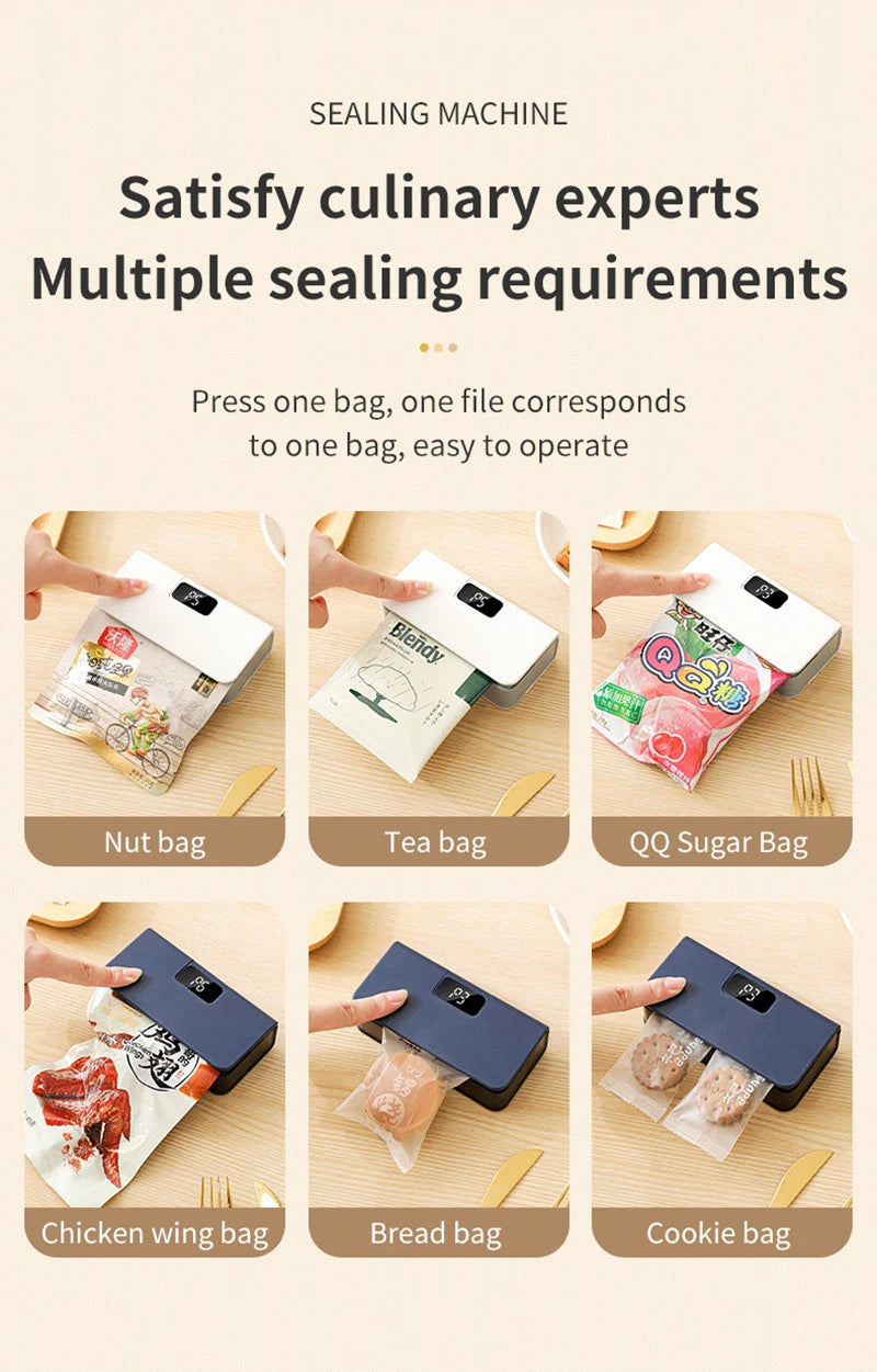 Mini Heat Bag Sealing Machine Plastic Bag Sealer Handheld Thermal Plastic Food Bag Sealing Portable Food Packaging Heat Sealer