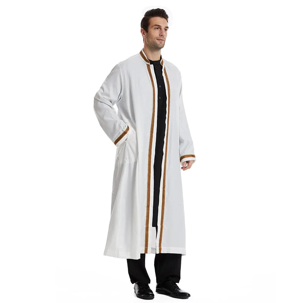 Dubai Saudi Muslim Men Open Abaya Kimono Dresses Turkey Eid Ramadan Islamic Kaftan Arabic Long Robe Caftan Jubba Thobe Clothing