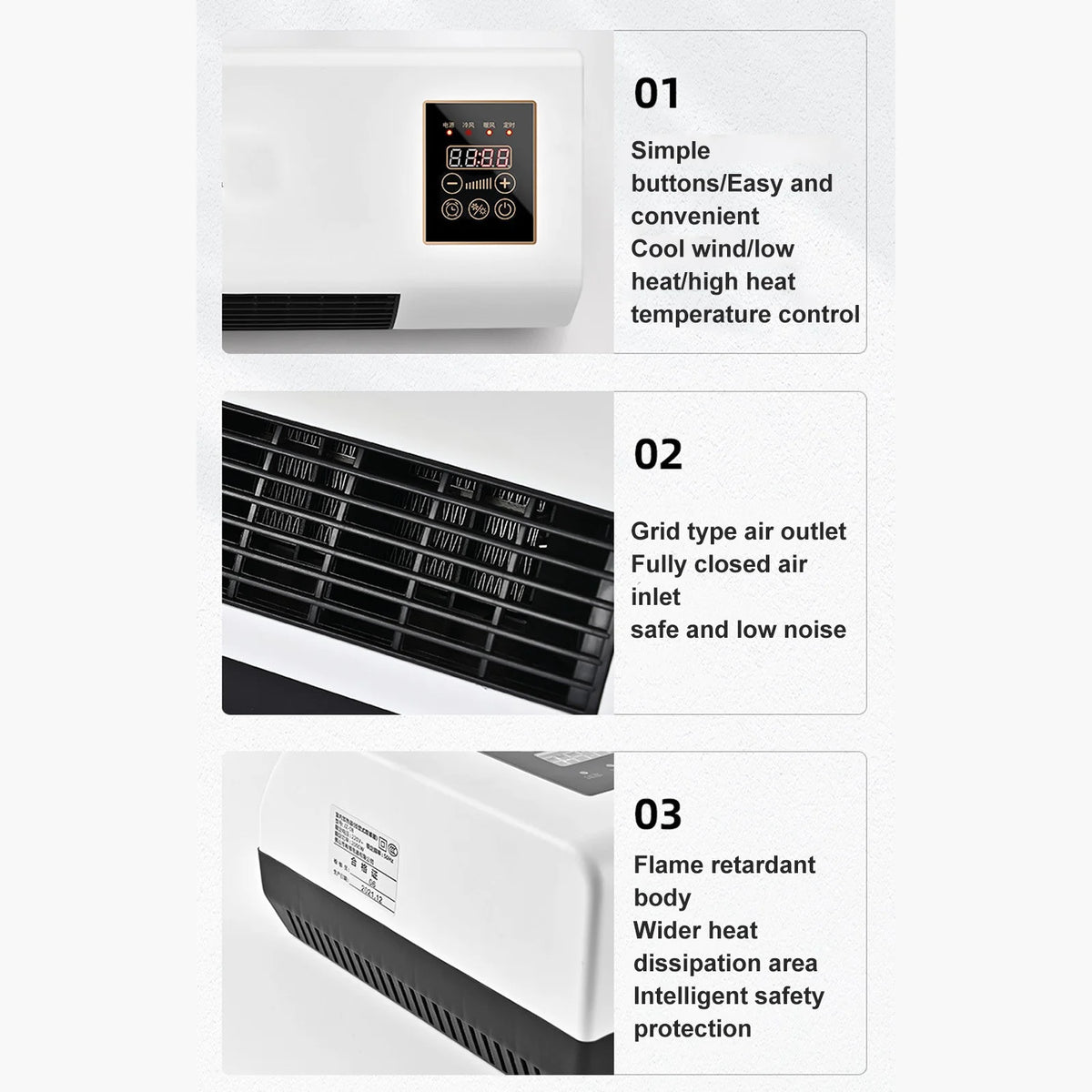 Electric Air Conditioner Fan Wall Mount Easy  Temperature  Timer Heating and Cooling Fan Cooling Heating Fan