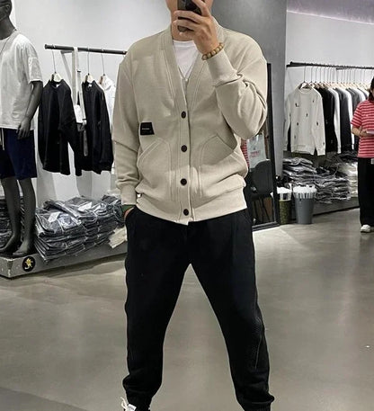 Men's Clothing Icon V Neck Cardigan Knit Sweater Male with Pockets Jumpers Tops Best Selling Products 2025 New in Knitwears A X