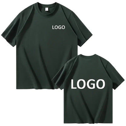 European Size 100% Pure Cotton Custom Men's T-Shirt Front and Back Logo Text Photos, Summer Breathable Short Sleeved Top2025
