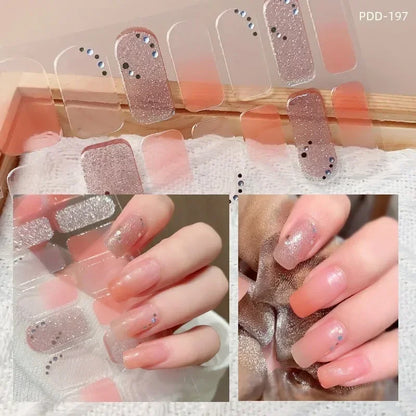 1PC Gel Nail Sticker Patch Slider Flower Gradient Color Back Glue Full Cover Waterproof Gel Nail Sticker UV Lamp Curing Manicur