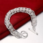 Noble 925 Sterling Silver Square Solid Chain Bracelet for Women Men Charm Party Gift Wedding Fashion Jewelry