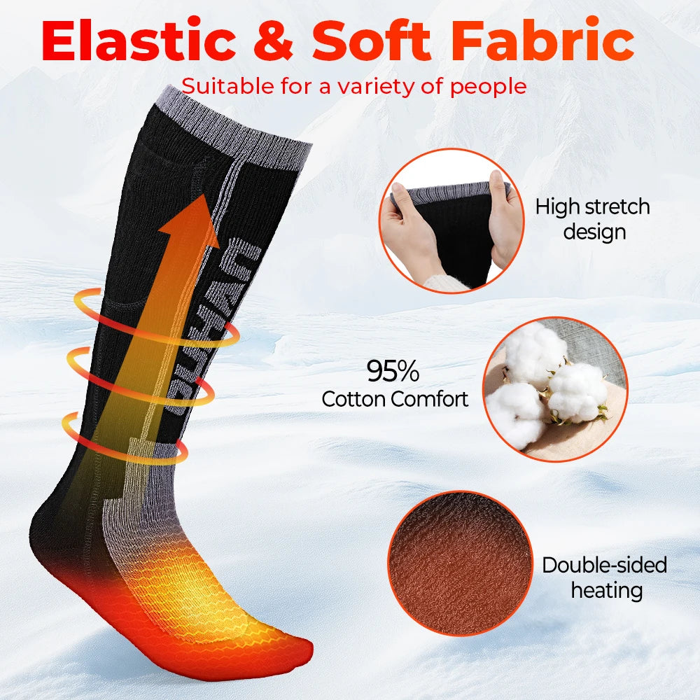 Electric Heating Socks for Skiing Snowboarding Hiking Rechargeable Batteries Thermal Warmer Remote Control Winter Outdoor Sports