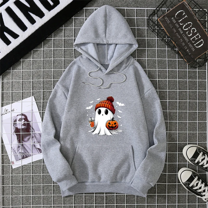 Women's Fashion Tops Casual O-neck Halloween Print Long Sleeve Loose Pullover Shirts, Creative Halloween Theme Printed Hoodie