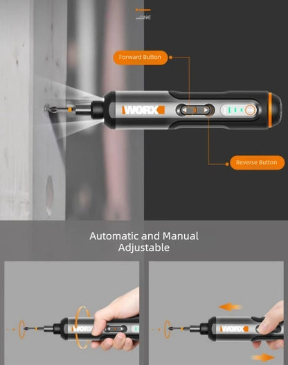 WORX WX240 Electric Screwdriver Rechargeable Electric Screw Driver 24 Bits Kits Mini Drill Power Tool Home Maintenance Repair