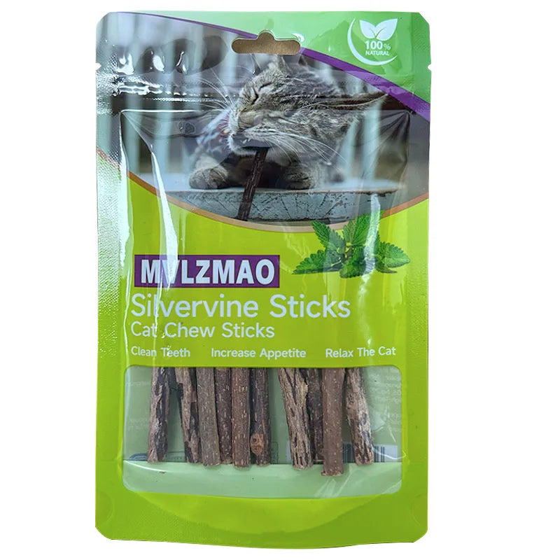 Natural Silvervine Catnip Cat Chew Toy Suit Silvervine Cat Snacks Stick Safety Molar Toothpaste Sticks Pet Supply