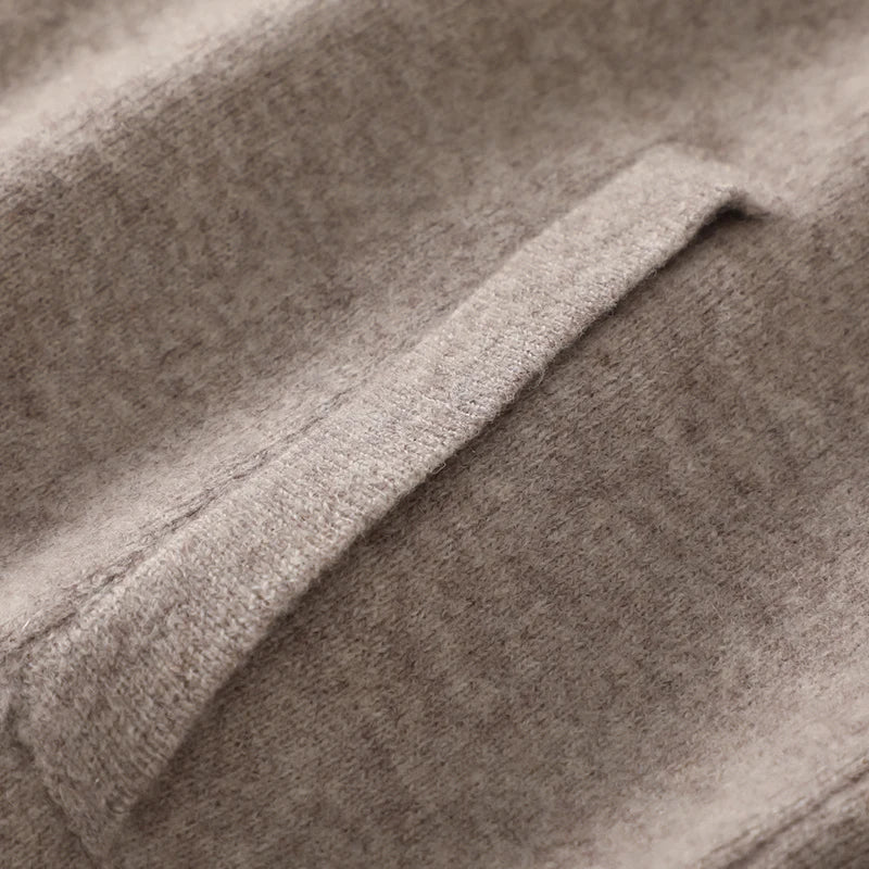 Men's 100% Merino Wool Thickened Sweater Polo Collar Business Zippered Cardigan Autumn Winter New Cashmere Jacket Knitted Top