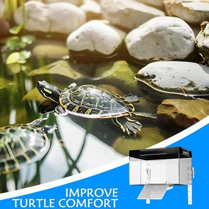 Over Tank Turtle Basking Land Pet Turtle Tank Basking Dock with Lid Reptile Resting Land Aquatic Turtle Basking Platform