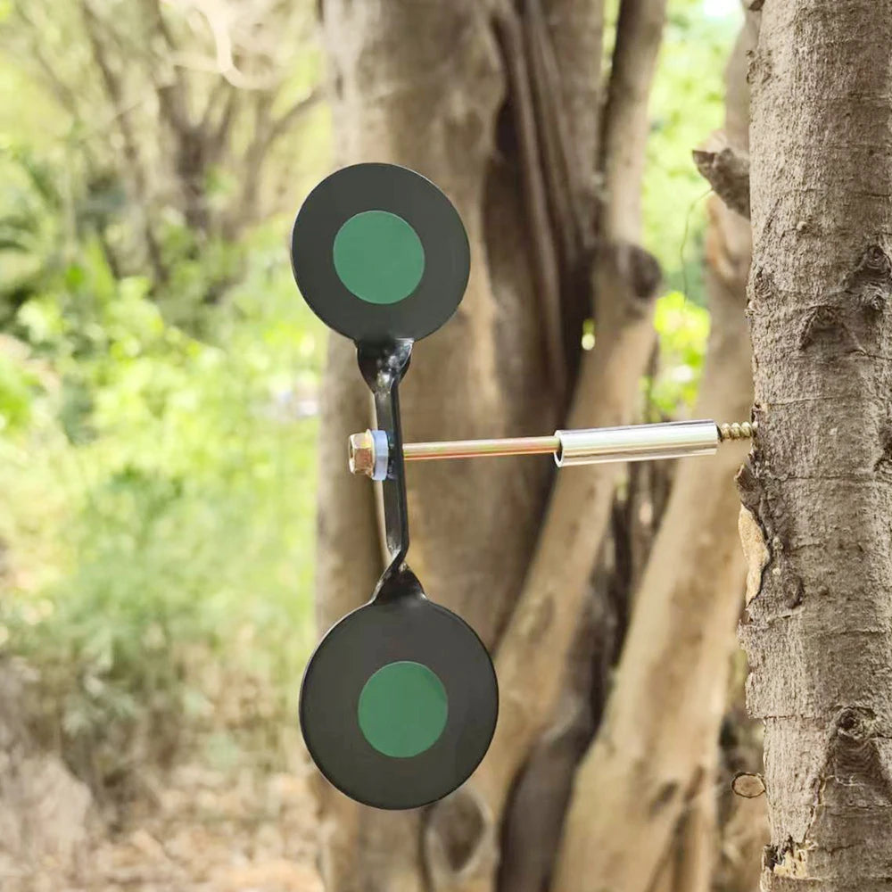 Thickened 3mm indoor and outdoor slingshot shooting practice double-headed round target 360-degree rotating steel shooting targe