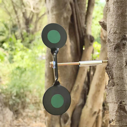 Thickened 3mm indoor and outdoor slingshot shooting practice double-headed round target 360-degree rotating steel shooting targe
