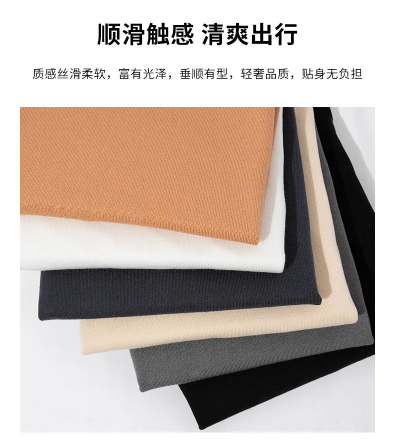 Spring and summer new 100% pure wool business casual knitting technology men's breathable soft lapel Polo short sleeve T-shirt.