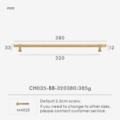 Nurlin Brass Diamond Cut Cross Knurl Pattern Cabinet Knob Pull T Bar Lengthened 38cm 15 Inch Cloakroom Door Drawer Handle