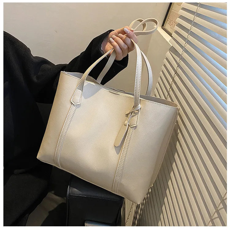 Large Capacity Women's Bag, New Soft Leather Tote Bag, Casual and Versatile Single Shoulder Bags for Woman Korean Style Handbags