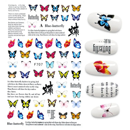 Black and White Love Flowers Line Art 3D Stickers Nail Decals Nail Art Accessories Butterfly Rose Nail Stickers Nail Sliders