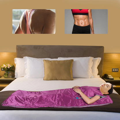 Portable Sauna Blanket 180*80cm,Heating Blanket w/ Remote Control for Relaxation Detoxification Purple/Silver/Black