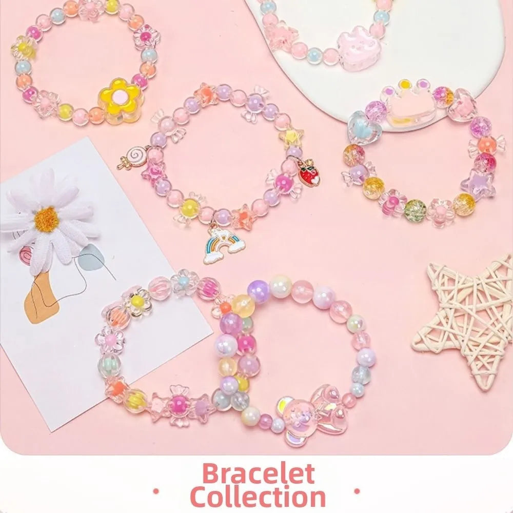 24 Grid DIY Handmade Beaded Kit Toy Creative Colorful Beads Bracelet Making Kit Kawaii Candy Color Beads Toys for Children Girl
