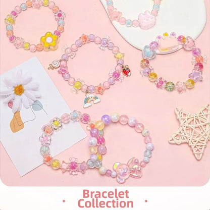 24 Grid DIY Handmade Beaded Kit Toy Creative Colorful Beads Bracelet Making Kit Kawaii Candy Color Beads Toys for Children Girl