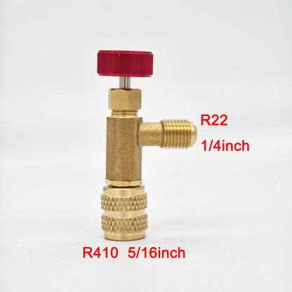 Air Conditioning Refrigerant Safety Valve R410A R22 1/4" 5/16" Refrigeration Charging Safety Liquid Adapter Hand Tool Parts