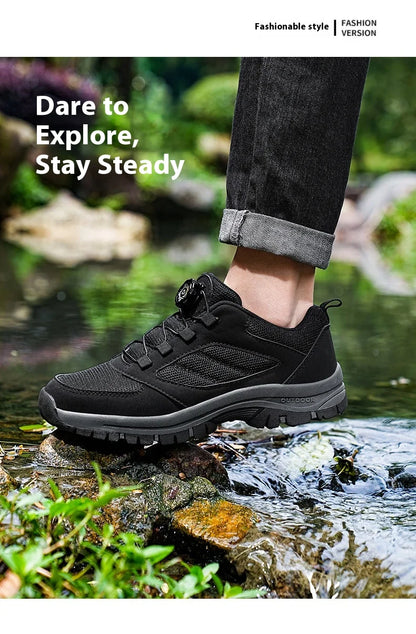 Men'S Spring And Autumn Outdoor Sports Shoes With Rotating Buckle Convenient Comfortable Anti Slip Hiking Shoes Large Size 39-48