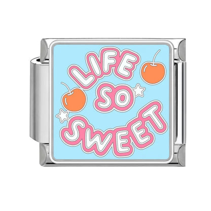 New Y2K Colorful Glaze English Word Italian Charm Link Fit 9mm Stainless Steel Jewelry DIY Making Bracelets For Gifts