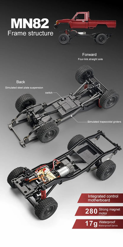 ZWN 1:12 Full Scale RC CAR MN82 Upgraded MN82 PRO Controllable Headlights 2.4G 4WD Off-Road Car Pick Up Truck Toy for Kids Gifts