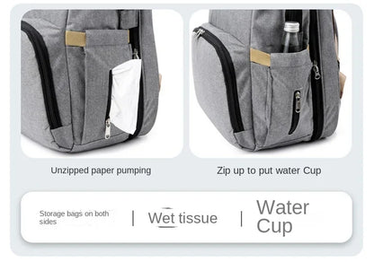 Mommy Diaper Bags Baby Bed Mother Large Capacity Nappy Milk Bottle Backpacks with Changing Mat Convenient Baby Nursing Bags