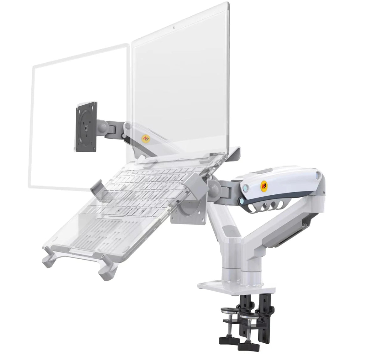 Desktop NB F160 + FP-2 Gas Spring Dual Arm for 17"-27" Monitor Holder + 10"-17" Laptop Support Air Press Mount Stand Load 2-9kg