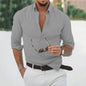 New Cotton Linen Shirts Men's Tops Causal Loose Solid Color Long Sleeves Lapel Men's Autumn Casual Wear Streetwear