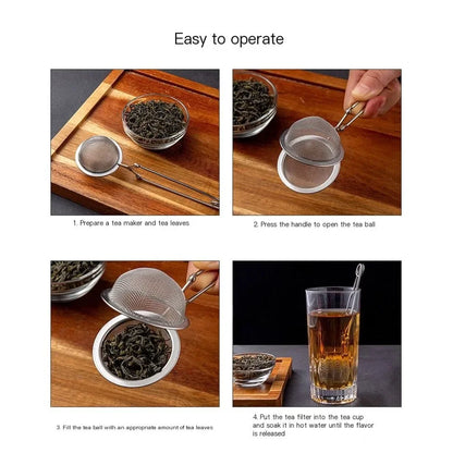 Stainless Steel Spoon Tea Ball Infuser Filter Squeeze Leaves Herb Mesh Strainer Tea Infuser In Mesh Tea Ball Filter with Handle