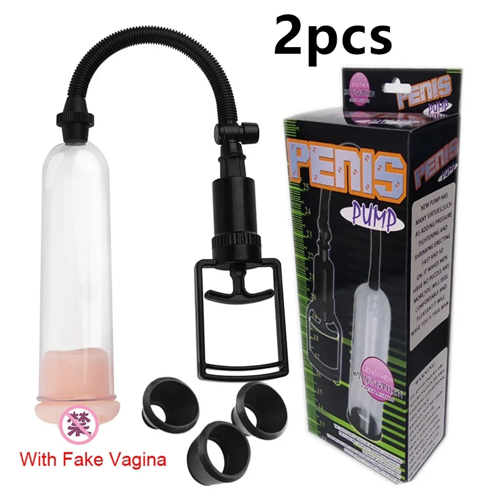 Male Penis Pump Dick Stimulate Extender Masturbator For Man Vacuum Pump Manual Penis Enlarger Big Dick Lasting Trainer Sex Toy